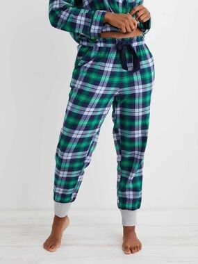 Aerie Green and Navy Plaid Jogger Sweatpants- Size S